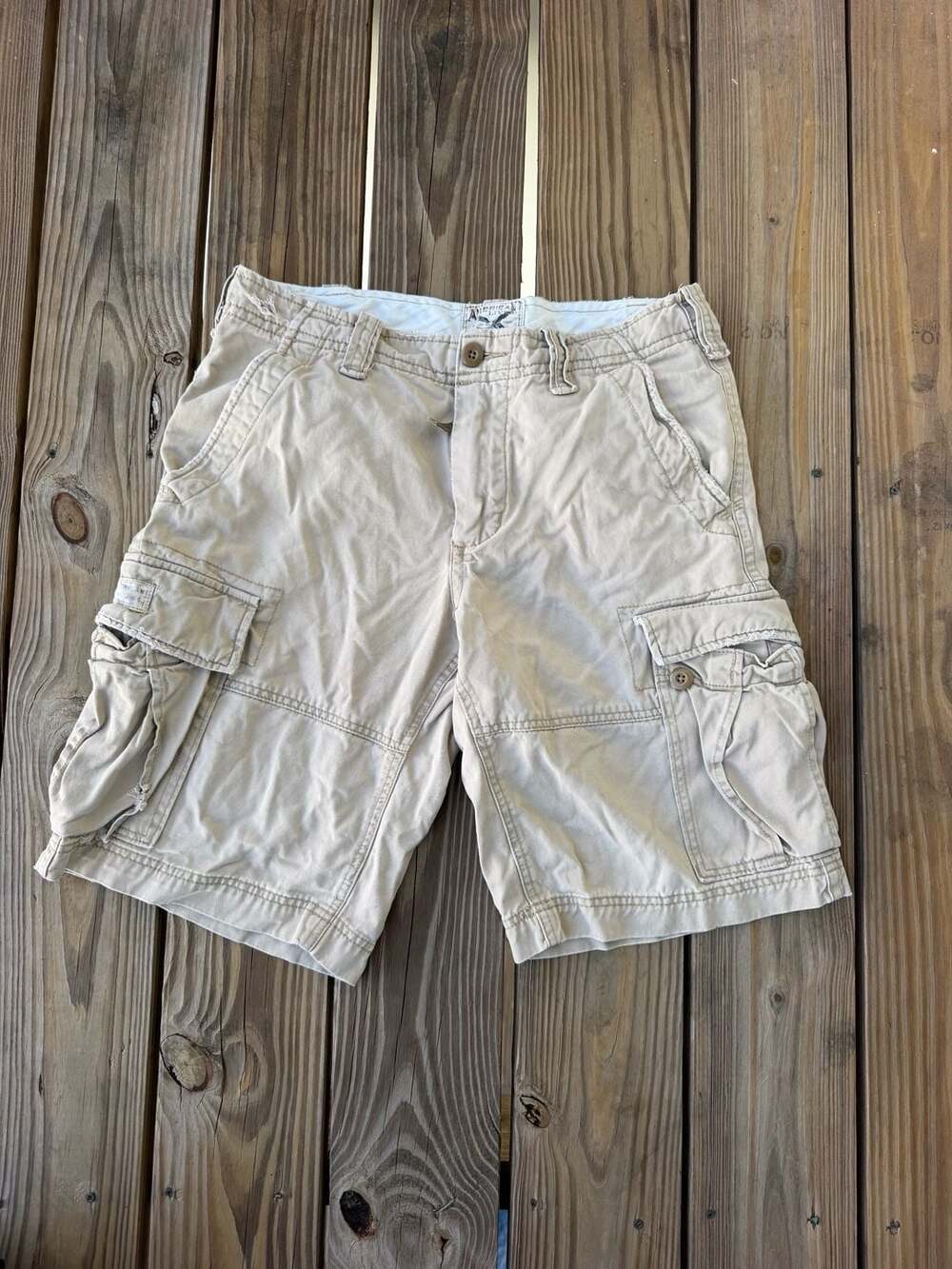 American Living Men's Tan 100% Cotton Cargo Shorts Size 32